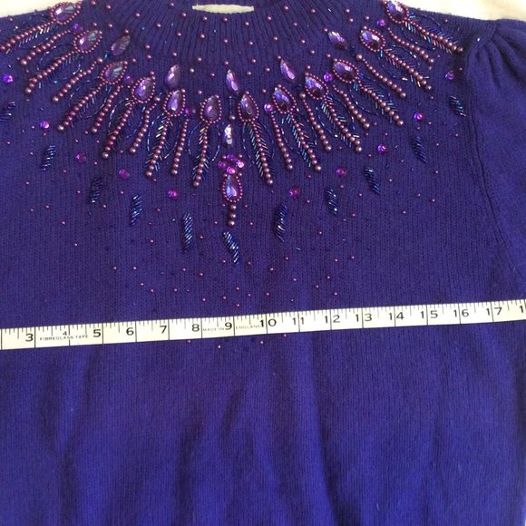 Sear's Traditional Collection Sweater Women's Sz Small 34 Purple Fairycore Beads - Picture 6 of 13